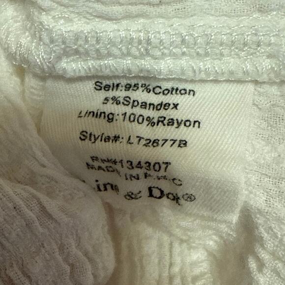 Line & Dot Fall For You White Long Puff Sleeve V-neck Button Crop Blouse Top XS - Picture 4 of 4